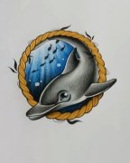 秋先生海豚纹身手稿