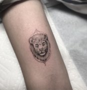 大臂狮子小清新纹身图案